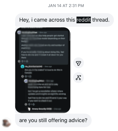 DM about a Reddit thread