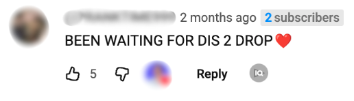 YouTube comment from a viewer